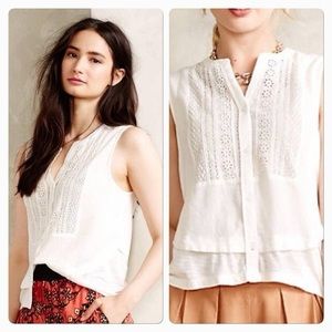 Anthro Holding Horses Venezia White Eyelet Tank